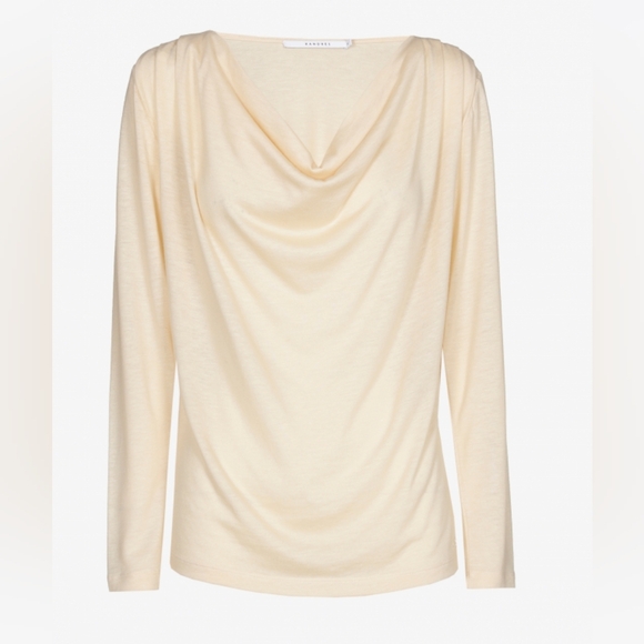 Talbots Tops - Talbots Top Womens Stretch 3/4 Sleeve Cowl Drape Neck Black Cream Size 3X Office